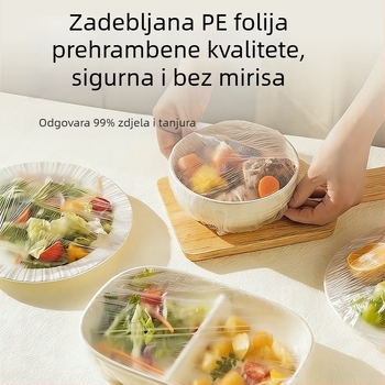 Zidni poklop za jednokratnu plastičnu foliju, prehrambena kvaliteta, za kućnu upotrebu, s elastičnim trakom za pokrivanje ostataka hrane i posuda