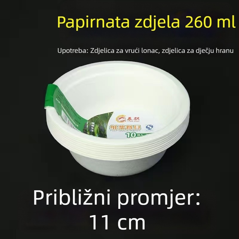 Jednokratne pladnje od papirnate pulpe, duboki tanjuri za bento, paket od 10