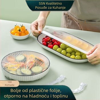 Shiny Premium Jednokratni pokrov za plastičnu foliju, prehrambene kvalitete, elastičan poklopac za zdjele i tanjure, kuhinjski stil tuš kapice