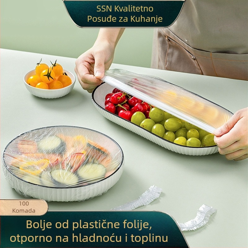Shiny Premium Jednokratni pokrov za plastičnu foliju, prehrambene kvalitete, elastičan poklopac za zdjele i tanjure, kuhinjski stil tuš kapice