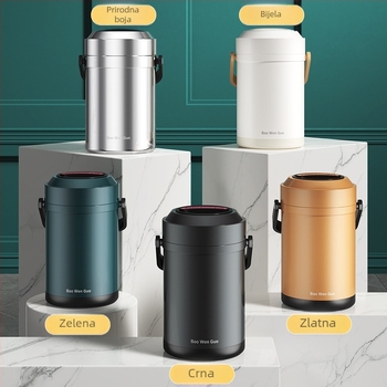 Kutija za ručak s vakuum izolacijom od 304 nehrđajućeg čelika, višeslojna izolacija, velika kapaciteta (1–3 L) za studente i zaposlenike.