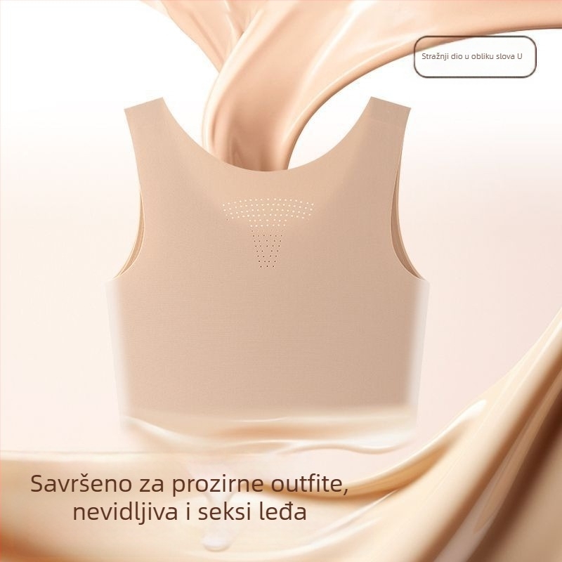 Nova bezšivna grudna steznica s prirodnim smanjenjem cupa, nevidljiva prilagodba, široke naramenice, udoban bandeau, prozračni stražnji dio, upijanje znoja