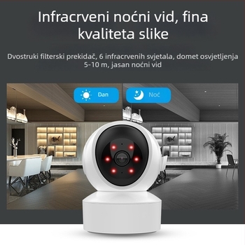 Unutarnja dvostrano rotirajuća PTZ kamera s glasovnim upravljanjem, 4 MP, Wi‑Fi s dvopojasnim (2,4/5 GHz), infracrveno noćno viziranje
