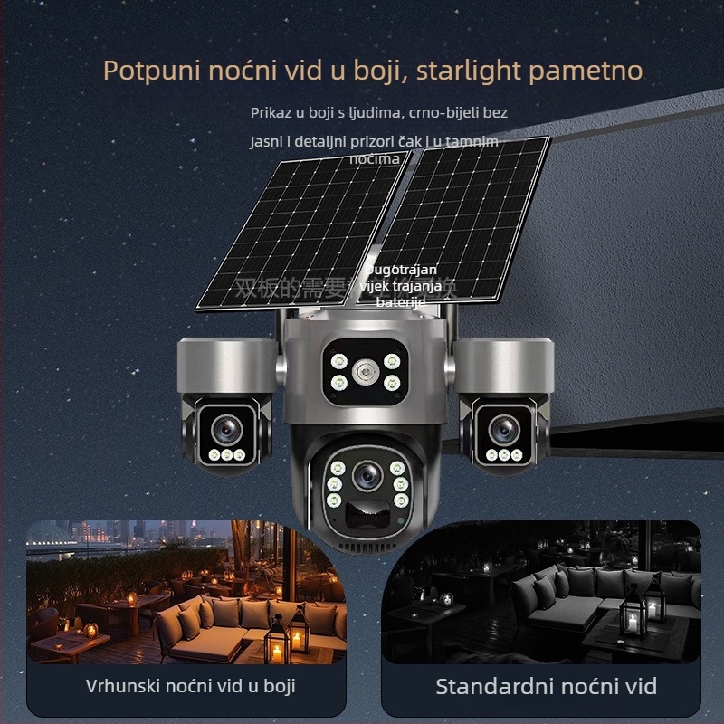V380 vanjska solarna bežična kamera s daljinskim pristupom i 360° PTZ