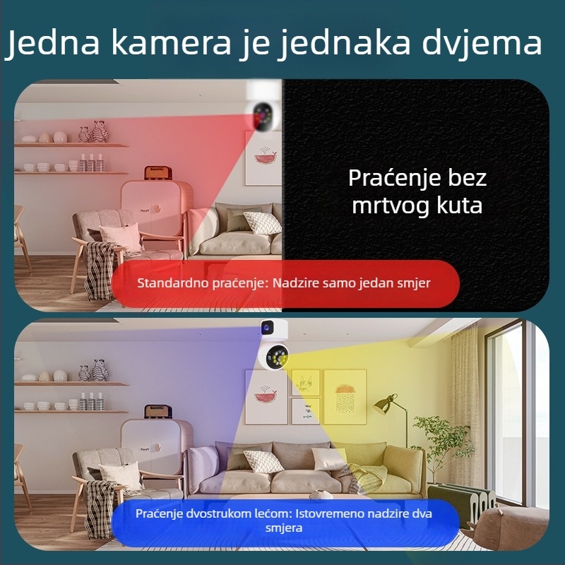 HD dvostruka leća unutarnja WiFi kamera za nadzor s Pan/Tilt i dvostrukim panoramskim pogledom
