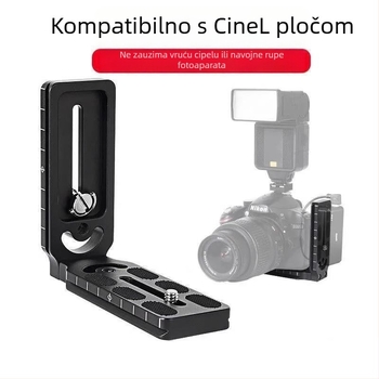 DSLR fotoaparat: L‑oblik ploča za brzo oslobađanje sa stabilizatorom, glava stativa i bočni nosač za vertikalni zaslon