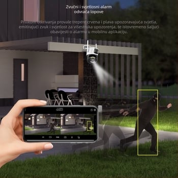 icsee Vanjska bežična Wi‑Fi kamera s 8× zumom i dvostrukim objektivom za daljinsko praćenje putem mobitela