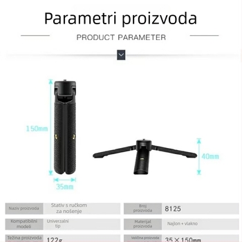 SLR fotoaparat tripod s prijenosnom ručkom, nosivost do 10 kg, kompatibilan sa Zhiyun Crane stabilizatorom, univerzalni dodatak za tripod