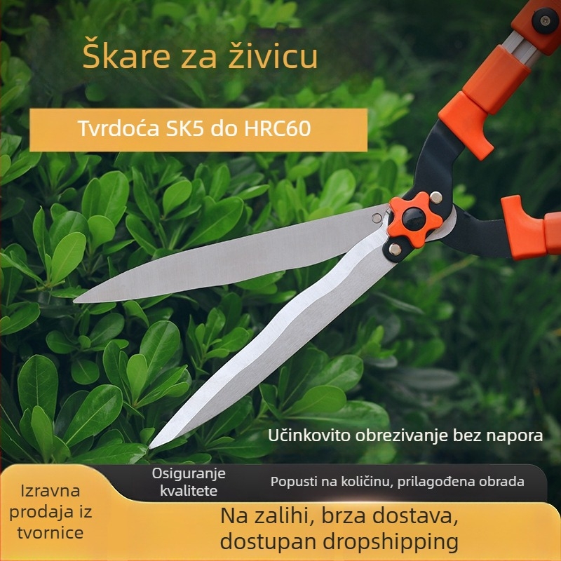 Teleskopske škare za živicu i vrtne škare – za kućnu upotrebu, podrezivanje travnjaka, cvijeća i grana, sklopivi dizajn