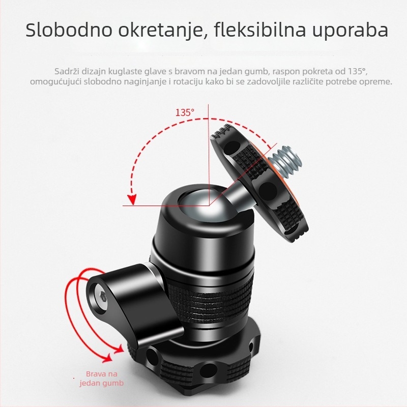 Metalna mini hladna cipela s univerzalnom kugličnom glavom, gimbal nosač za monitor, za DSLR kameru i dodatke za kavez kamere
