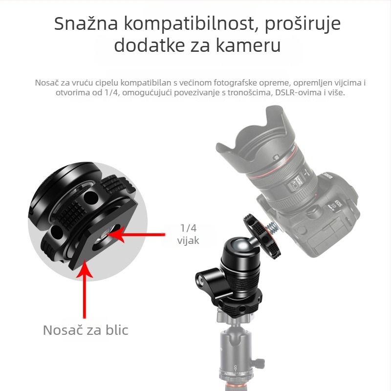 Metalna mini hladna cipela s univerzalnom kugličnom glavom, gimbal nosač za monitor, za DSLR kameru i dodatke za kavez kamere