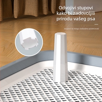 Izuzetno velika kućna toaleta za pse s visokim ogradom za sprječavanje prskanja, lako se čisti, mrežasta rešetka i potporni stupovi