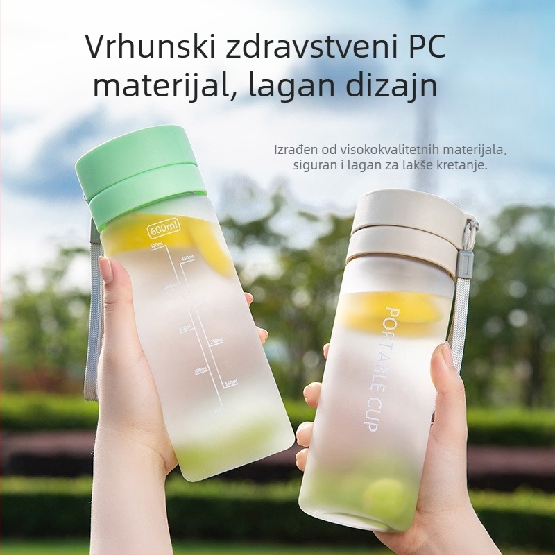 Stilska sportska plastična boca za vodu, prijenosna i otporna na visoke temperature, unisex, proljeće 2026