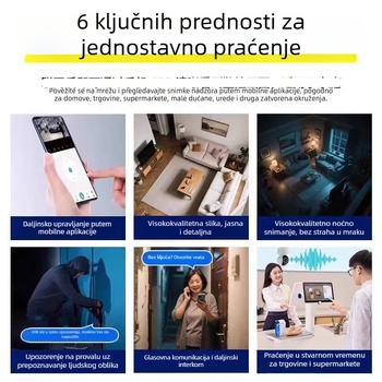 Qiaoan bežična kamera za nadzor, Wi-Fi daljinsko praćenje, kućni interkom s dvosmjernim zvukom, HD