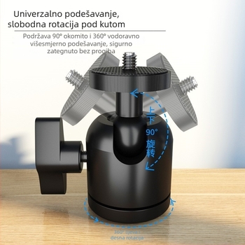 Metalna gimbal glava za stativ, kompatibilna s bezzrcalnim i DSLR kamerama, 3/8 inčni navoj, 360° pan/tilt