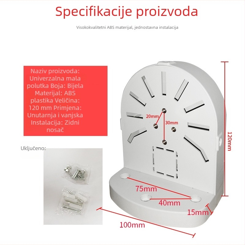 Univerzalni nosač za polusferične kamere, zidni, plastični