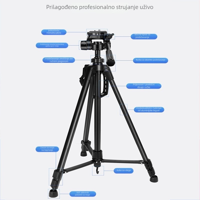 360° stativ za DSLR kamere i projektor, za vanjsku upotrebu, visina 1,7 m