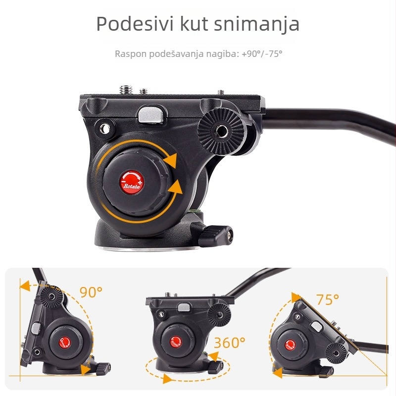 Xiletu LS6A hidraulična kamera gimbal glava sa stativom i kliznom šinom za promatranje ptica i fotografiranje, univerzalno