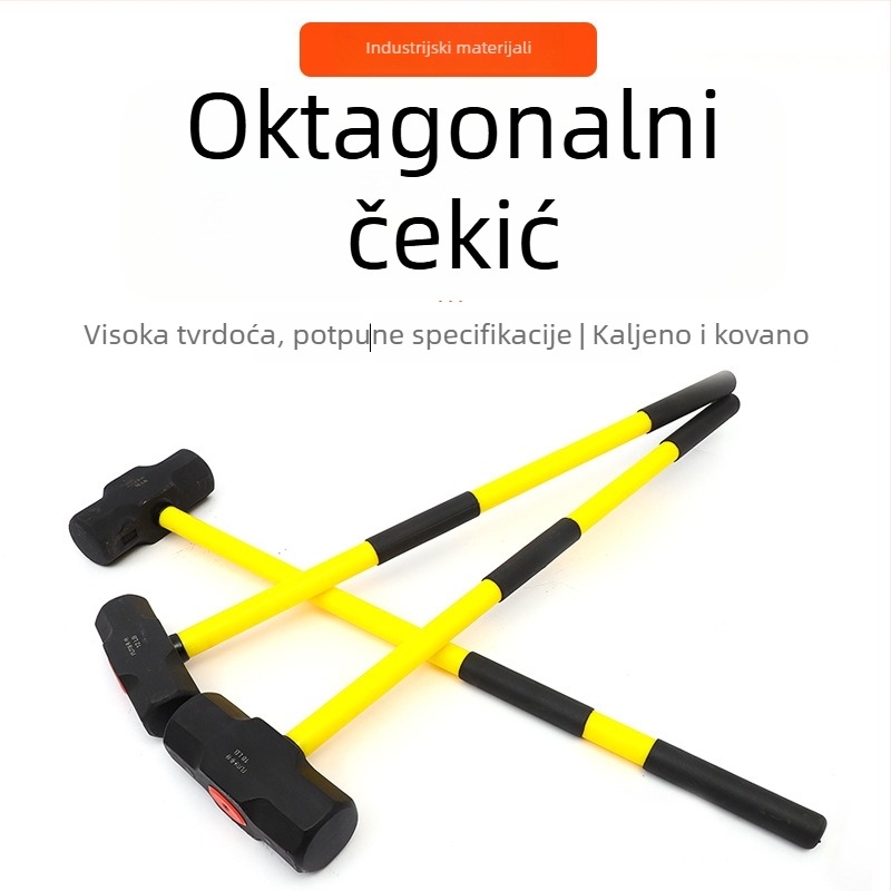 osmerouglasti čekić s amortiziranom ručkom – teški, otporan na eksplozije, čelični čekić za kamen