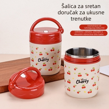 Izolirana kutija za ručak od nehrđajućeg čelika, prijenosna šalica za doručak sa zobenom kašom, velika kapaciteta, za učenike i uredske radnike