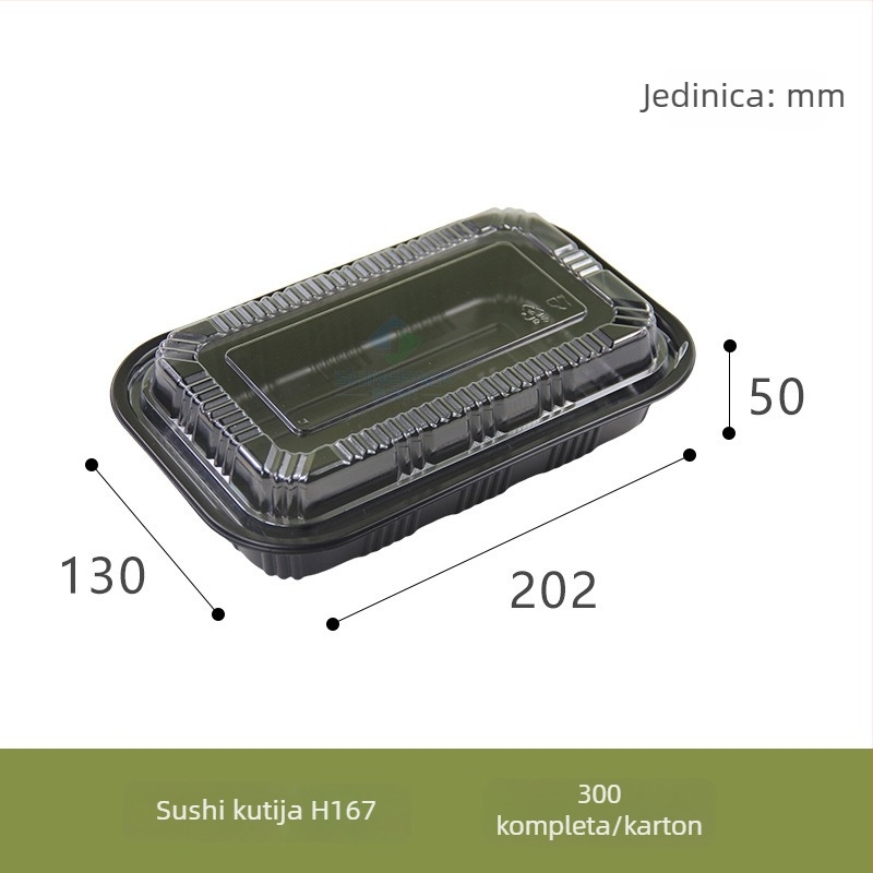 Jednokratna kutija za sushi s poklopcem za ovčje rolice, plastična pravokutna kutija za svježe mesne ploške