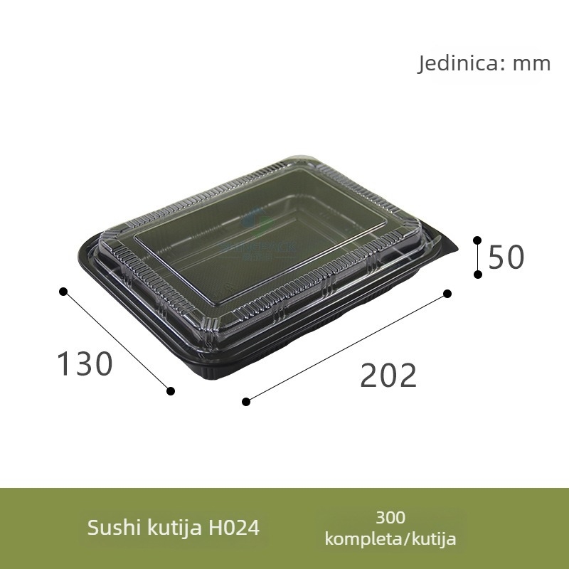 Jednokratna kutija za sushi s poklopcem za ovčje rolice, plastična pravokutna kutija za svježe mesne ploške