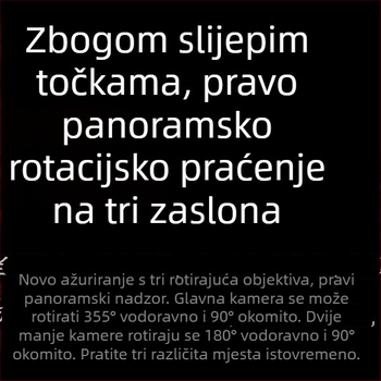 Qiaoan kamera s tri objektiva, 360° bežična za daljinski nadzor vanjskog i unutarnjeg prostora, noćni vid, 4G nadzor