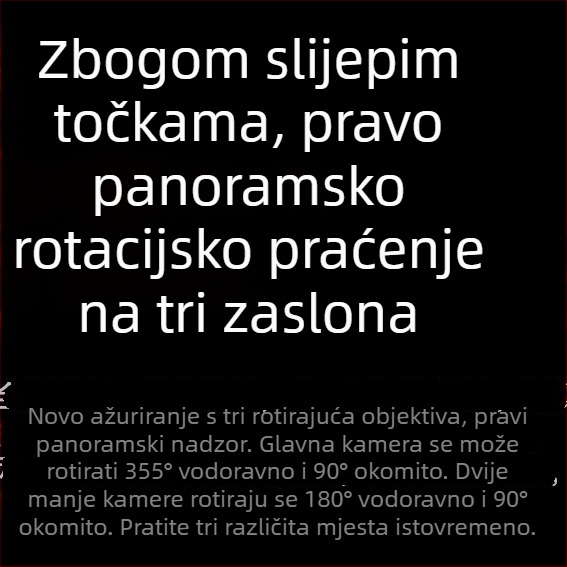 Qiaoan kamera s tri objektiva, 360° bežična za daljinski nadzor vanjskog i unutarnjeg prostora, noćni vid, 4G nadzor