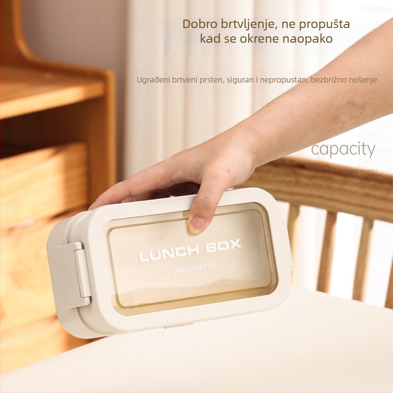 Dvostruki lunch box za mikrovalnu, velika kapaciteta, nepropusni, s zaključavanjem i mogućnošću otiska loga
