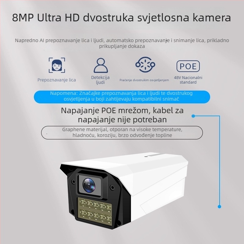 5 MP PoE hemisferična kamera za žičano nadzorovanje s daljinskim pristupom putem mobilnog telefona