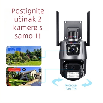 Vanjska kamera za nadzor s dvostrukim objektivima i dvostrukim zaslonom, Wi‑Fi, ultra jasna slika, IP kamera