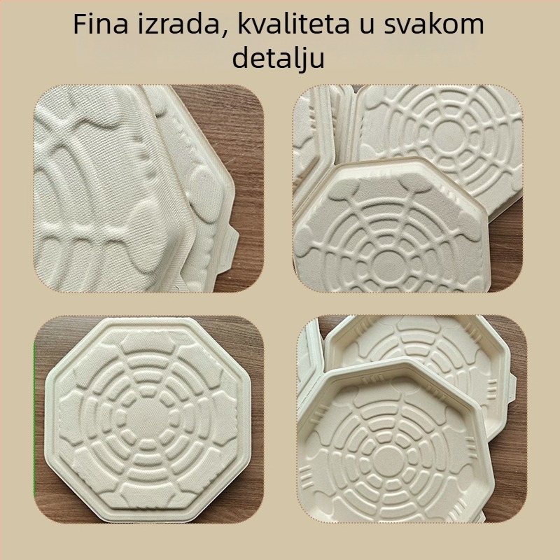 Jednokratna kutija za pizzu od pulpe, 10 inča, biološki Razgradiva osmerokutna konstrukcija, zagrijiva jednofazna kutija