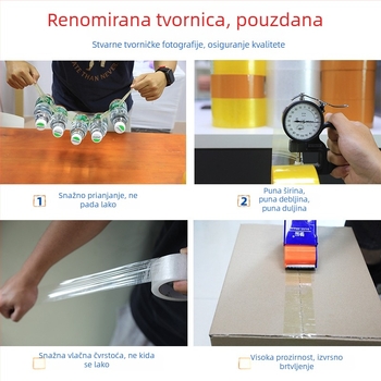 Prozirna pakirajuća traka za brtvljenje i pakiranje, širina 4,5 cm, duljina 100 yd, snažno prianjanje.