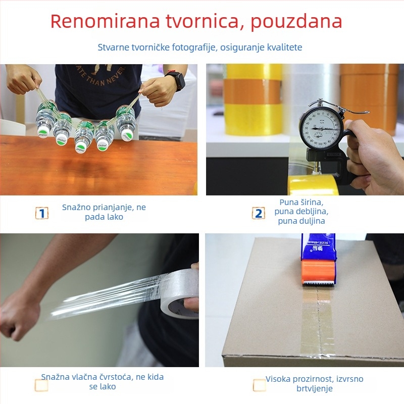 Prozirna pakirajuća traka za brtvljenje i pakiranje, širina 4,5 cm, duljina 100 yd, snažno prianjanje.