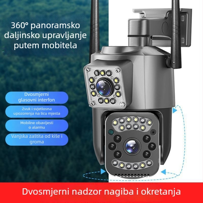 V380Pro IP kamera s dvostrukim objektivom, 4MP, panoramska, daljinsko praćenje i noćno snimanje u boji