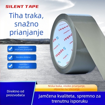 Tiha prozirna ambalažna traka, širina 4,5–6 cm, duljina 60–150 m, BOPP film, hidrokolloidno ljepilo, boje: prozirna, smeđa, bež, 1 rolna