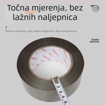 Tiha prozirna ambalažna traka, širina 4,5–6 cm, duljina 60–150 m, BOPP film, hidrokolloidno ljepilo, boje: prozirna, smeđa, bež, 1 rolna