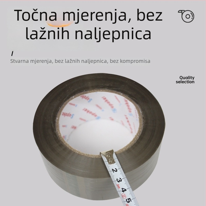 Tiha prozirna ambalažna traka, širina 4,5–6 cm, duljina 60–150 m, BOPP film, hidrokolloidno ljepilo, boje: prozirna, smeđa, bež, 1 rolna