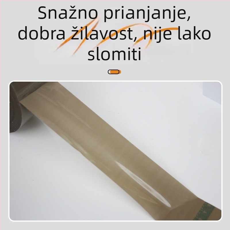 Tiha prozirna ambalažna traka, širina 4,5–6 cm, duljina 60–150 m, BOPP film, hidrokolloidno ljepilo, boje: prozirna, smeđa, bež, 1 rolna