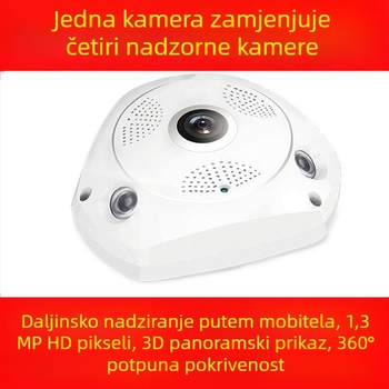 360° panoramska bežična mrežna kamera s fisheye objektivom V380, širok raspon temperatura od -40°C do 70°C