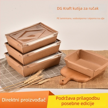 Jednokratna kutija za obrok od kraft papira – za ponijeti, sushi, voće i salatu, mikrotalasna sigurna
