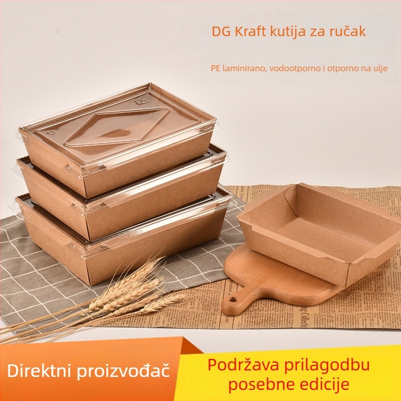 Jednokratna kutija za obrok od kraft papira – za ponijeti, sushi, voće i salatu, mikrotalasna sigurna