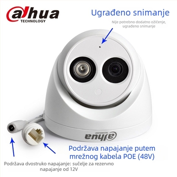 Dahua 2MP hemisferna IP kamera DH-IPC-HDW1230C-A s audio, napajanje bez POE