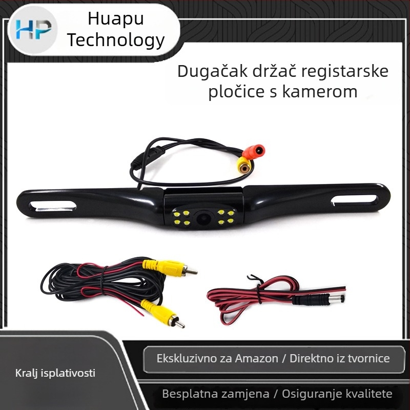 Metalni dugi držač za registarsku pločicu s kamerom za retroviziju, HD vodootporan, infracrveno noćno viziranje