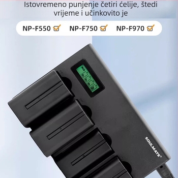 Numerical charm četveroslojni punjač baterija s LED svjetlom za fotografiju, univerzalno za F550/F750/F970, AC