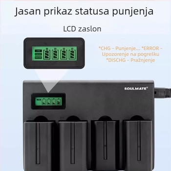 Numerical charm četveroslojni punjač baterija s LED svjetlom za fotografiju, univerzalno za F550/F750/F970, AC