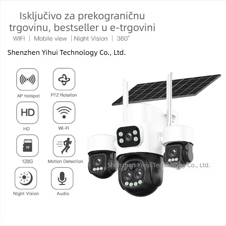 Vanjska kamera za nadzor sa zumom, solarno napajanje, niska potrošnja energije, bežični Wi‑Fi, daljinski pristup putem mobilnog telefona i 4G mreže