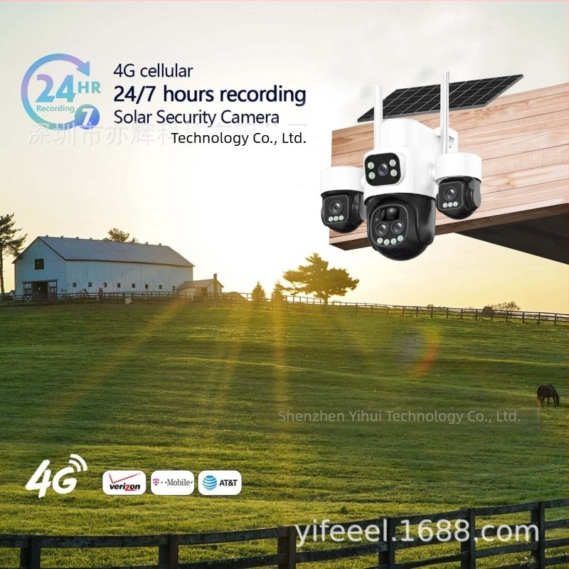 Vanjska kamera za nadzor sa zumom, solarno napajanje, niska potrošnja energije, bežični Wi‑Fi, daljinski pristup putem mobilnog telefona i 4G mreže