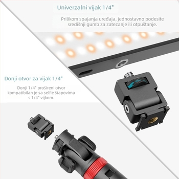 Glava s konstantnim tlmenjem, pužnog tipa ARCA pozicioniranje, 1/4-inch navoj, držač monitora sa hladnom cipelom, adapter za toplu cipelicu