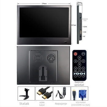 7-inčni plastični prijenosni monitor s HDMI, sekundarnim LCD zaslonom, tanak i lagan